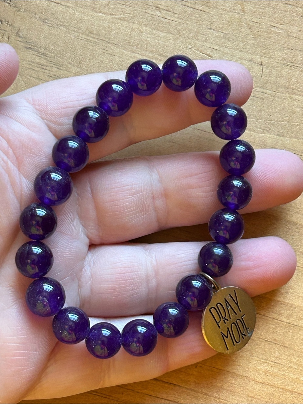 Pray More Worry Less Amethyst Jewelry Bracelet